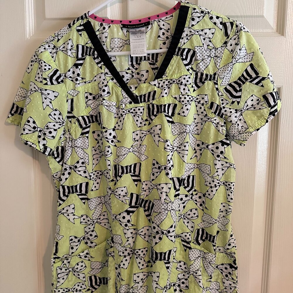 heartsoul Green Bows Scrub Shirt